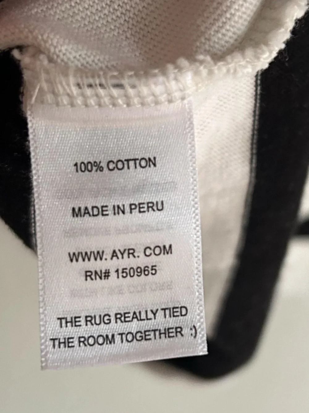 Ayr Early Morn Striped Black White Long Sleeve Tee Heavyweight jersey Cotton XL - Picture 4 of 7